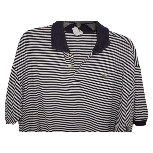 Vintage Lacoste Polo Shirt Size 8 Oversized 2XL Navy White Striped Made i France - Picture 3 of 9
